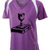  James & Nicholson Ladies' Running-T (paars/wit) Thumbnail