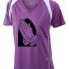  James & Nicholson Ladies' Running-T (paars/wit) Thumbnail
