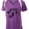  James & Nicholson Ladies' Running-T (paars/wit) Thumbnail