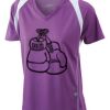  James & Nicholson Ladies' Running-T (paars/wit) Thumbnail