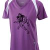  James & Nicholson Ladies' Running-T (paars/wit) Thumbnail