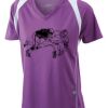  James & Nicholson Ladies' Running-T (paars/wit) Thumbnail