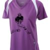  James & Nicholson Ladies' Running-T (paars/wit) Thumbnail