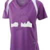  James & Nicholson Ladies' Running-T (paars/wit) Thumbnail