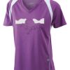  James & Nicholson Ladies' Running-T (paars/wit) Thumbnail