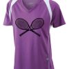  James & Nicholson Ladies' Running-T (paars/wit) Thumbnail