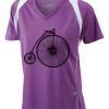  James & Nicholson Ladies' Running-T (paars/wit) Thumbnail