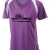  James & Nicholson Ladies' Running-T (paars/wit) Thumbnail