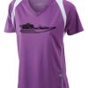  James & Nicholson Ladies' Running-T (paars/wit) Thumbnail