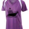  James & Nicholson Ladies' Running-T (paars/wit) Thumbnail