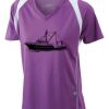  James & Nicholson Ladies' Running-T (paars/wit) Thumbnail