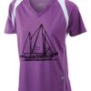  James & Nicholson Ladies' Running-T (paars/wit) Thumbnail