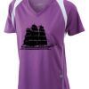  James & Nicholson Ladies' Running-T (paars/wit) Thumbnail