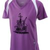  James & Nicholson Ladies' Running-T (paars/wit) Thumbnail