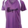  James & Nicholson Ladies' Running-T (paars/wit) Thumbnail