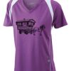  James & Nicholson Ladies' Running-T (paars/wit) Thumbnail