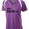  James & Nicholson Ladies' Running-T (paars/wit) Thumbnail