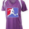  James & Nicholson Ladies' Running-T (paars/wit) Thumbnail