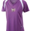  James & Nicholson Ladies' Running-T (paars/wit) Thumbnail