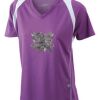  James & Nicholson Ladies' Running-T (paars/wit) Thumbnail
