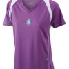  James & Nicholson Ladies' Running-T (paars/wit) Thumbnail